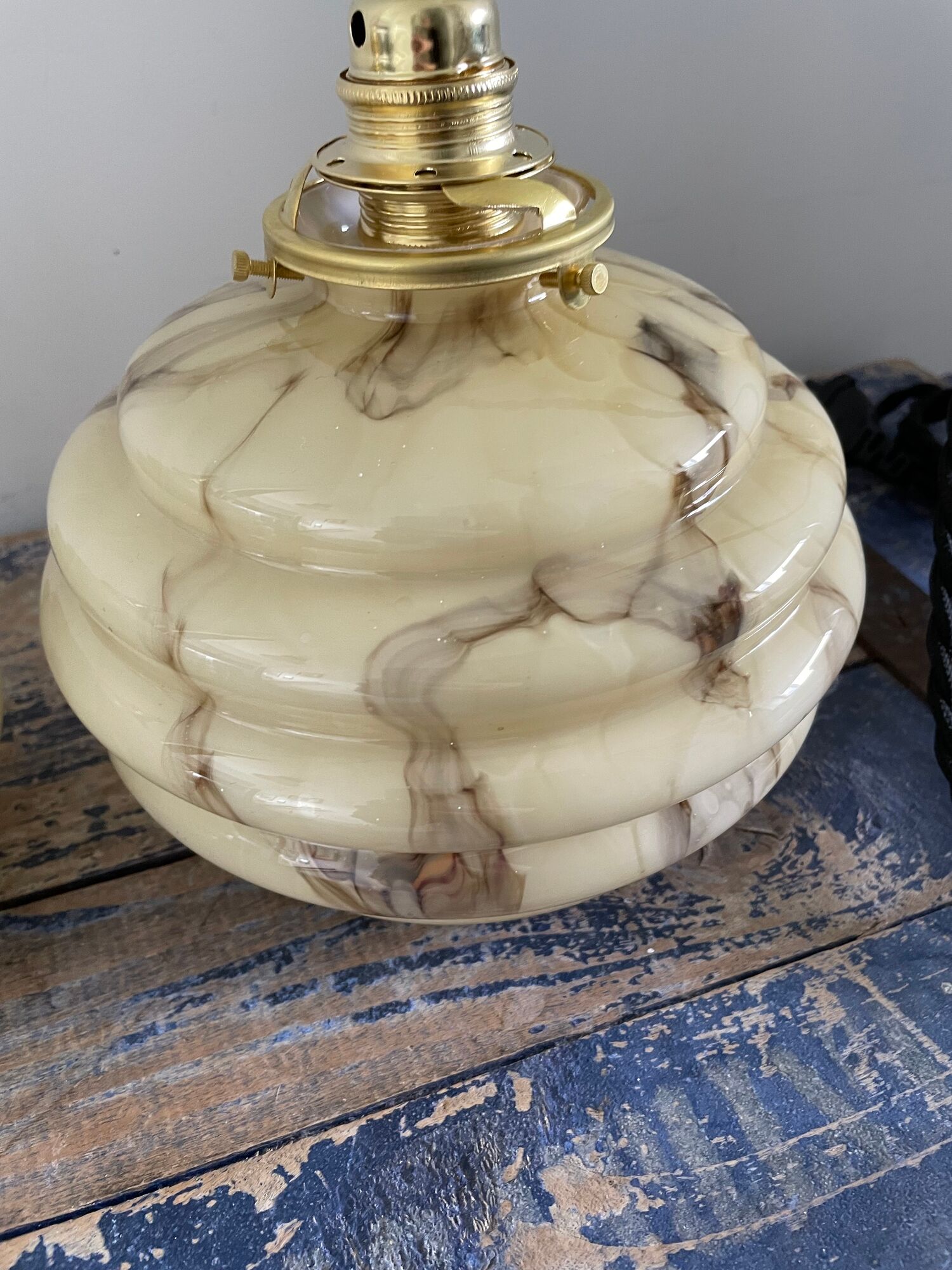 Set of two art deco portable ballrooms in electrified marbled opaline to nine