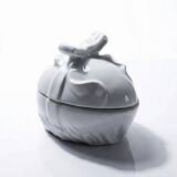 Jewellery box or Easter sweet jar in white porcelain Apilco Deshoulières