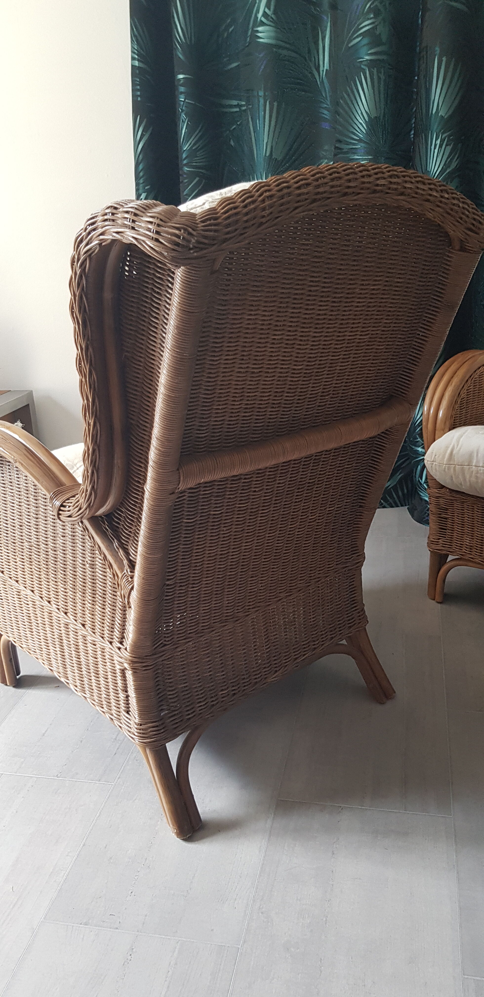 Paire de fauteuils rotin