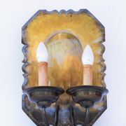 Pair of Dutch Sconces Repusse Brass Two Light Wall Moun