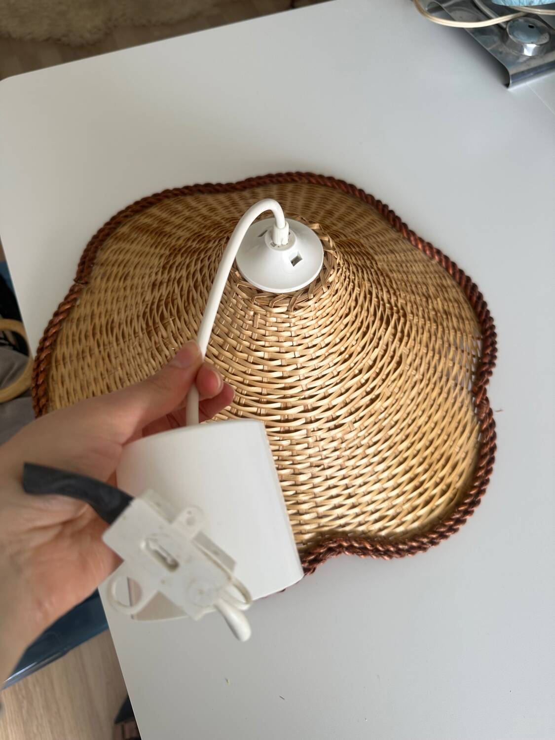 Vintage wicker pendant light