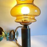 Vintage bubble glass brass applique