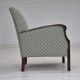 Fauteuil vintage des années 1950, retapissée, tissu en laine mélangée.