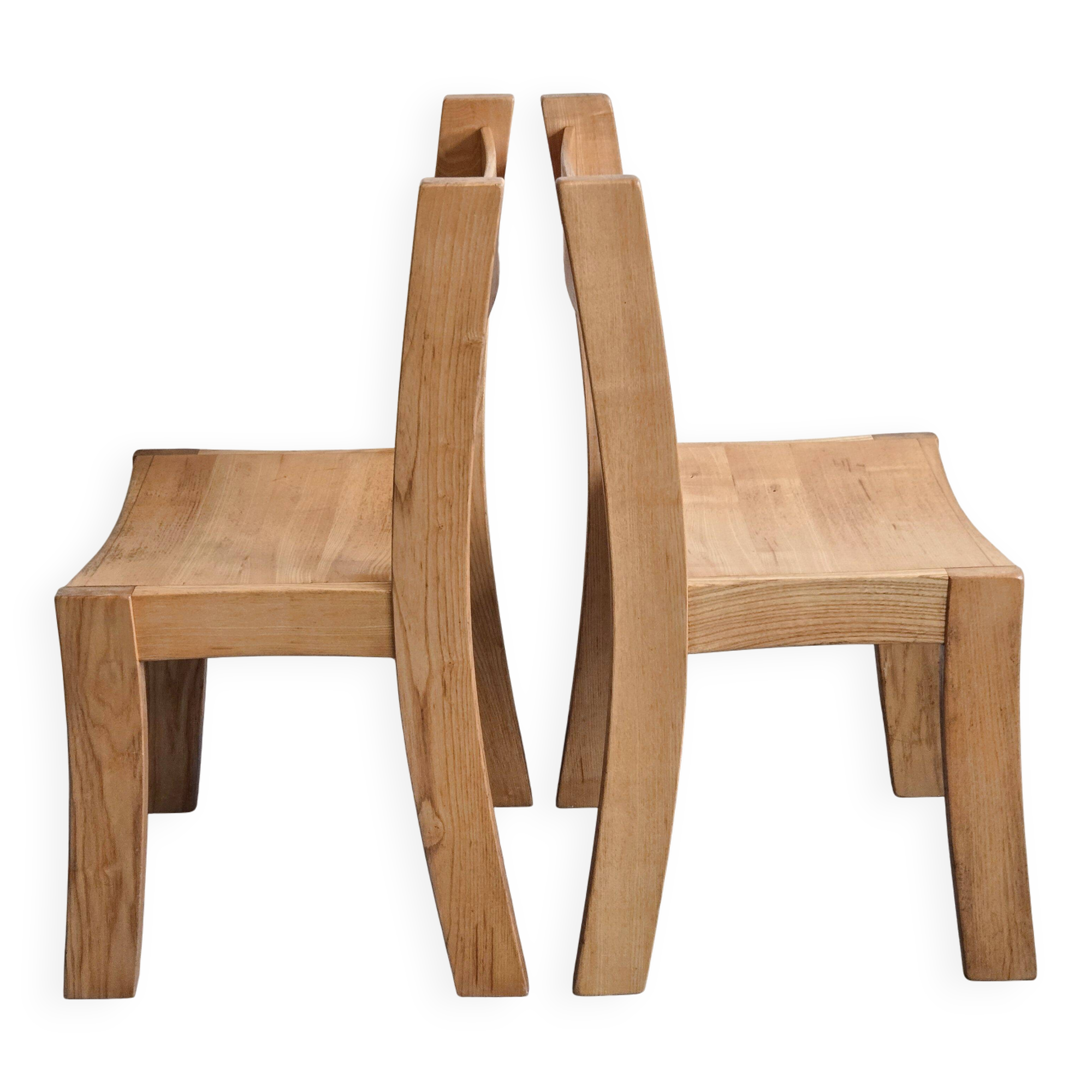 Pair of vintage 1970s elm chairs