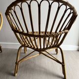 Vintage rattan shell armchairs