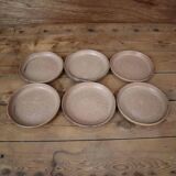 6 Old Vintage Stoneware Coasters
