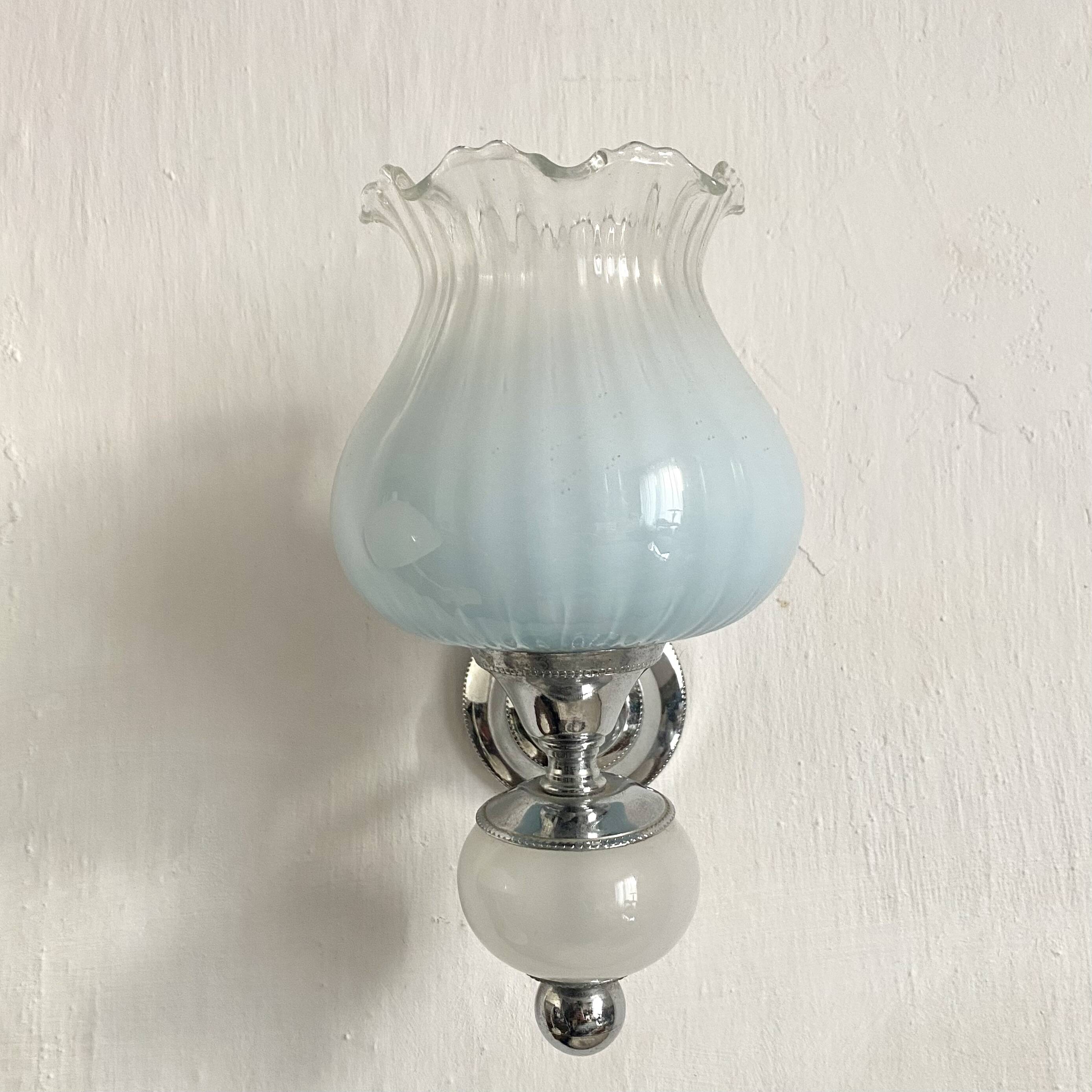 Pair of vintage glass tulip wall lights