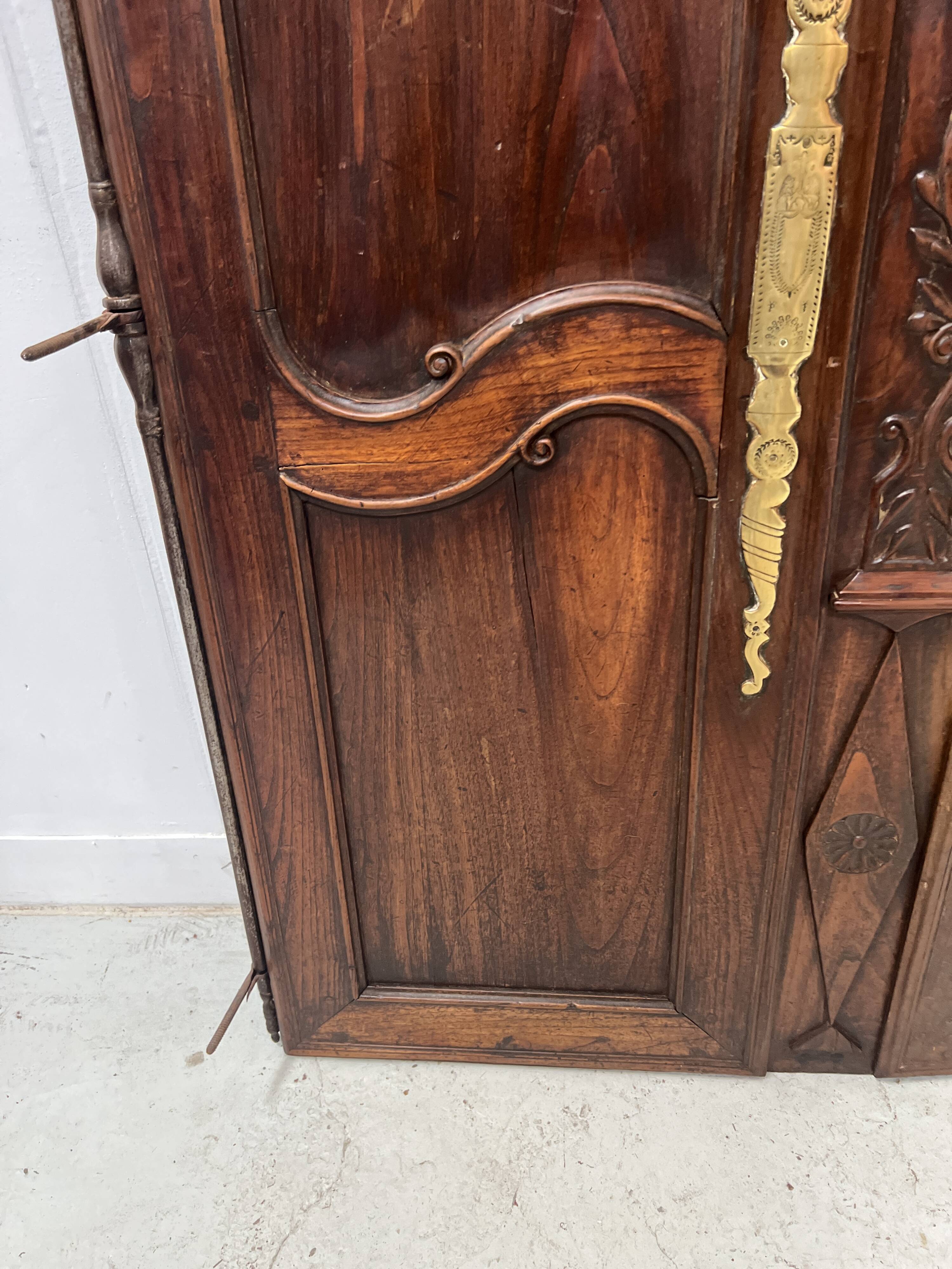 Antique pair of 18th century solid oak cabinet doors