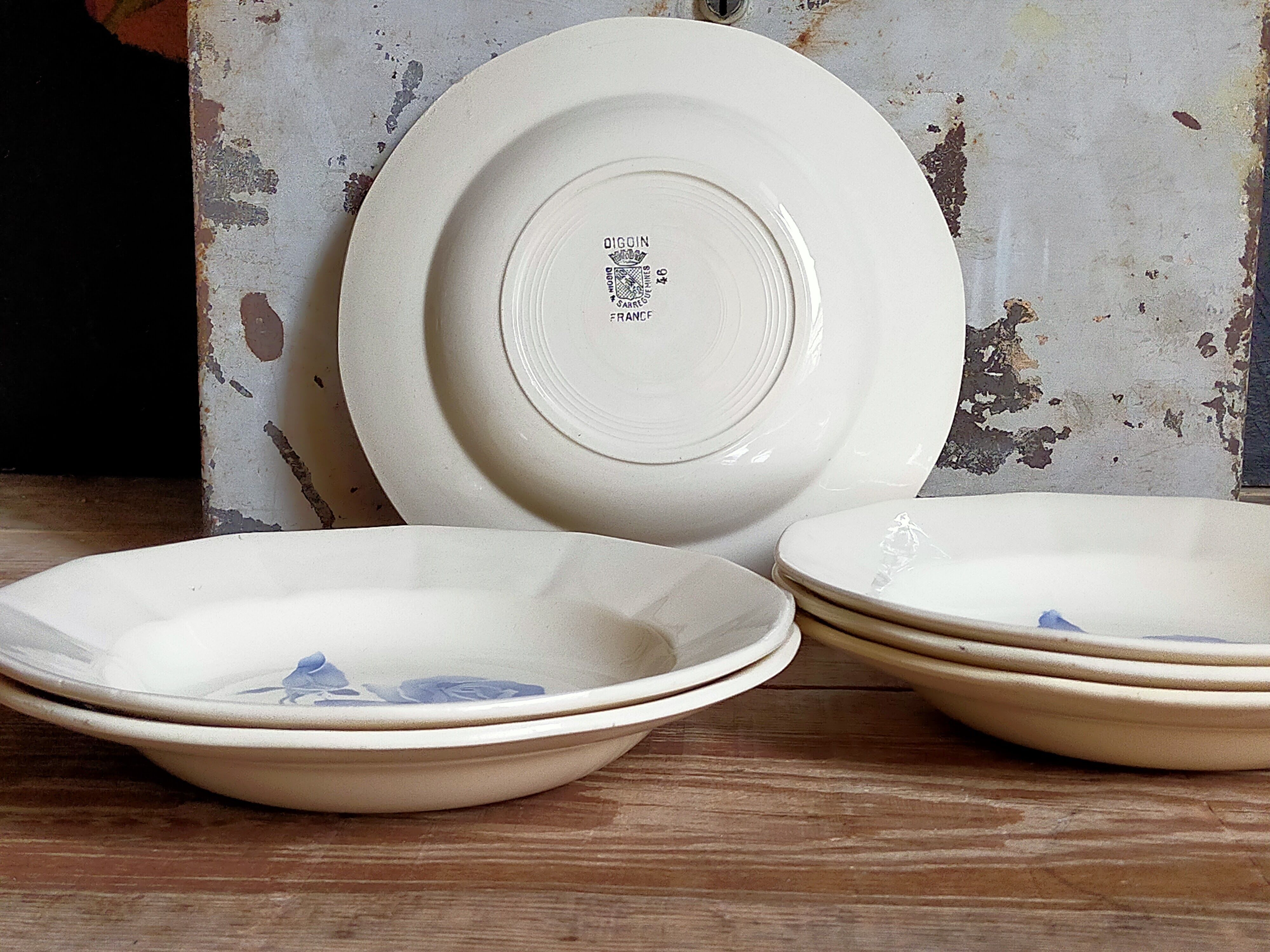 Six earthenware plates of Digoin and Sarreguemines 40s