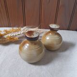 Salière et poivrière en grès vintage, signature à identifier