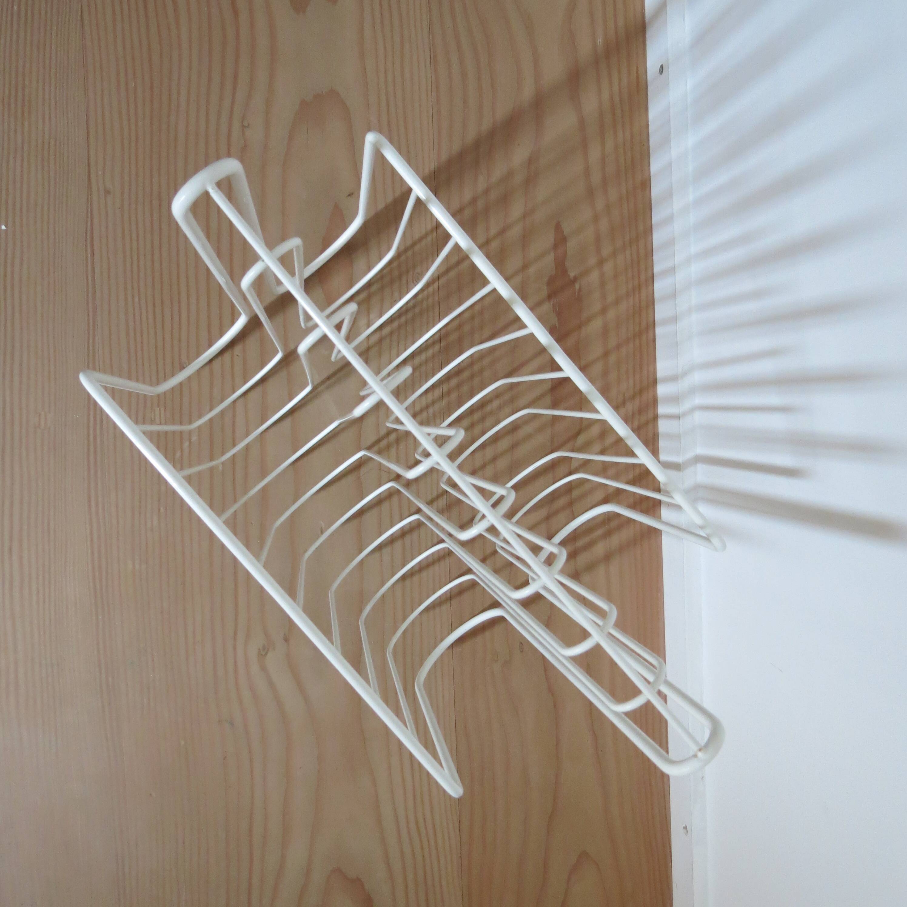 Vintage White Metal Magazine Rack