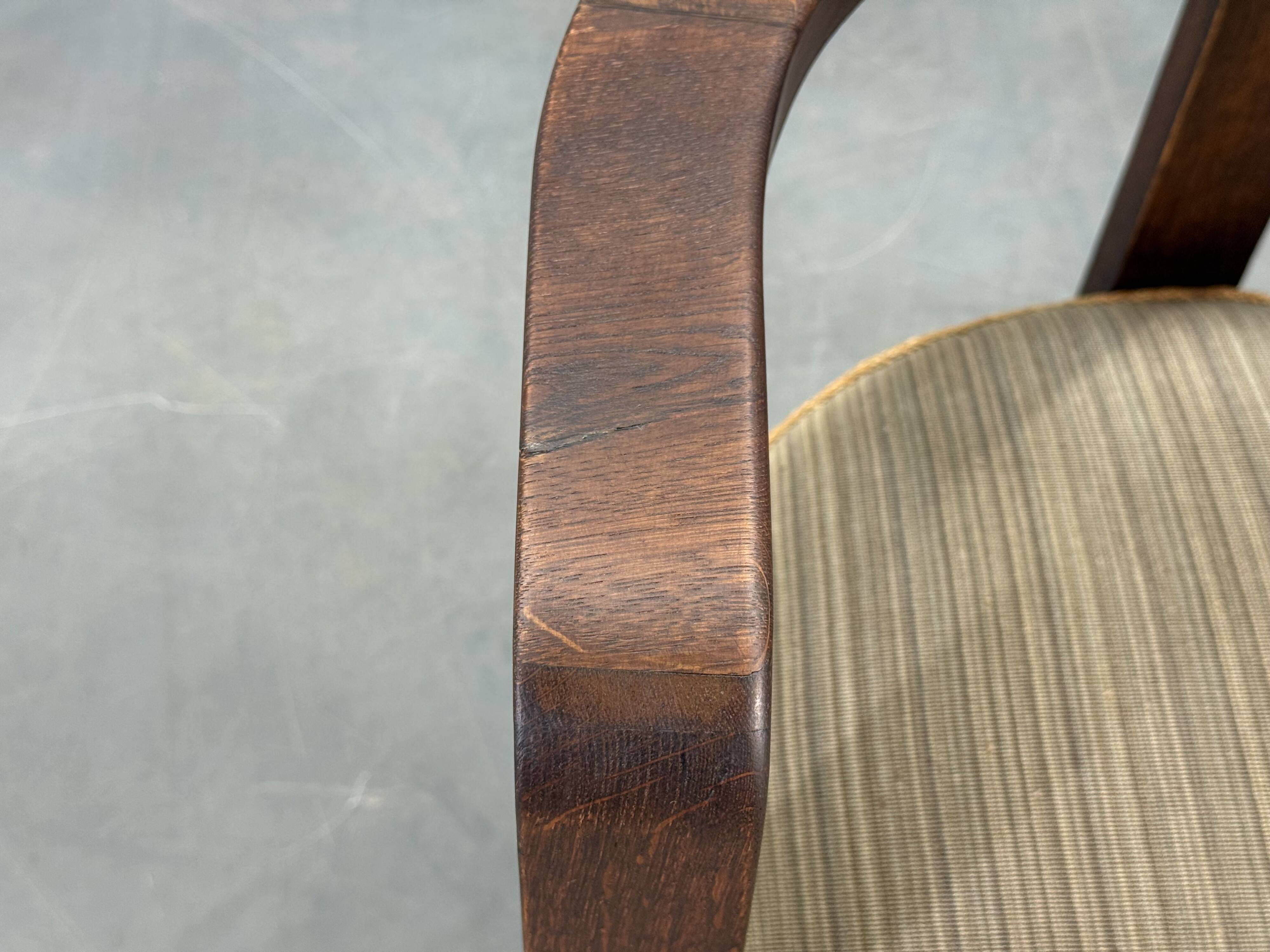 1930s Czech Art Deco Solid Oak Armchair