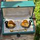 Hand-painted Porcelain Black Swan Salt Cellars Set in original box