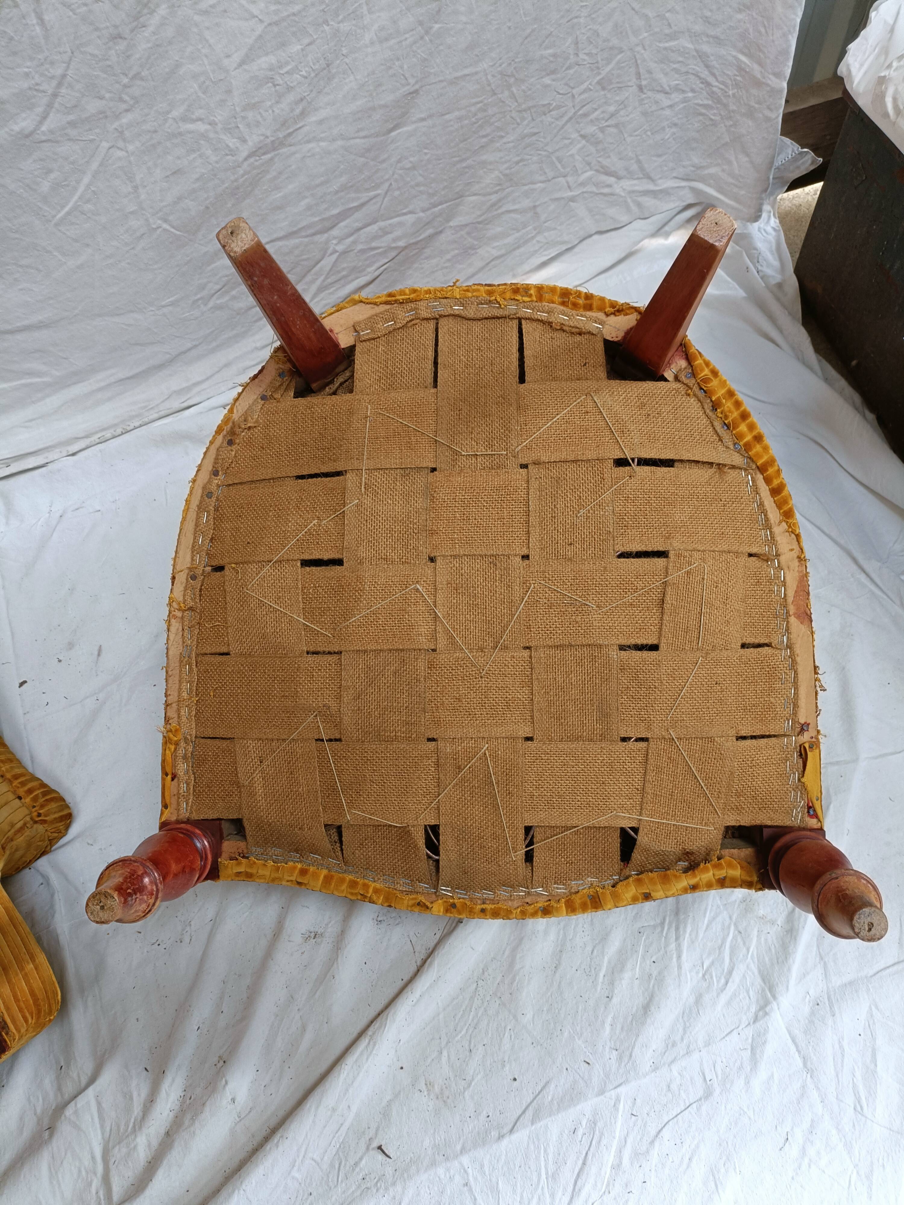 Pair of beech toad armchairs