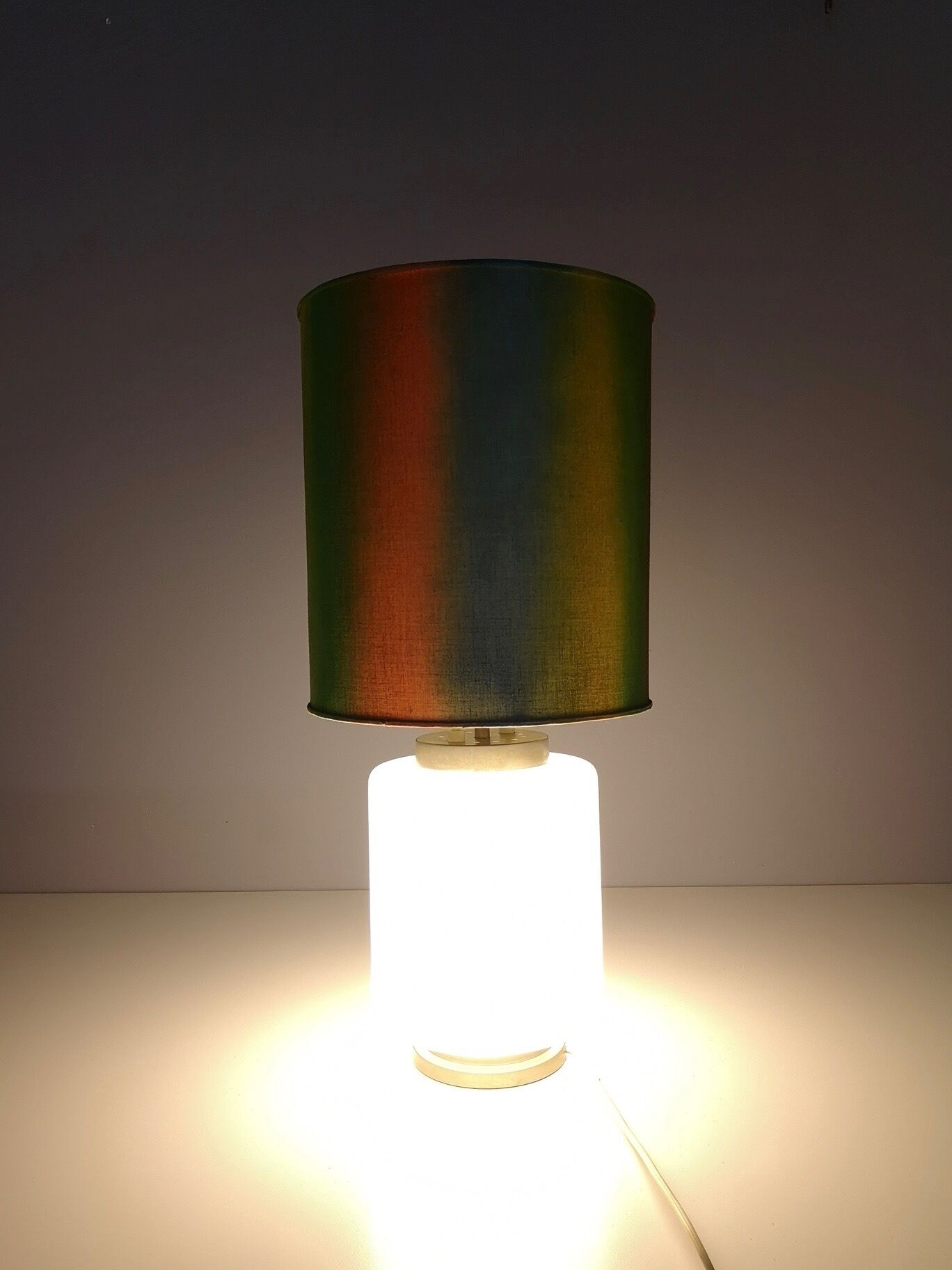 Vintage encased glass table lamp with three-lighting options, italy
