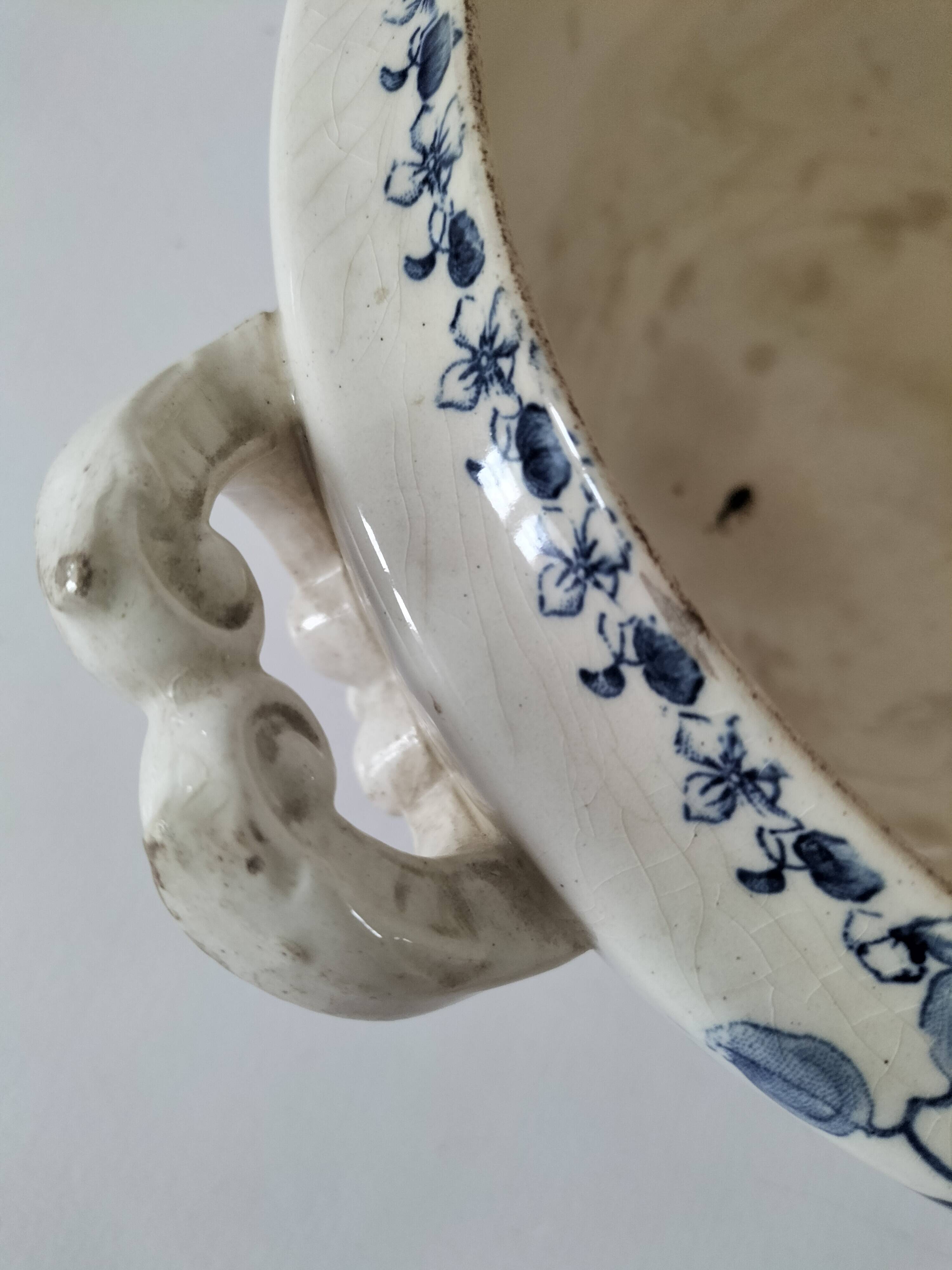 Antique ironstone tureen – Bordeaux MGB – blue floral decoration