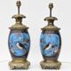 Paire de lampes en bronze et émaux cloisonnés