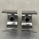 Pair of Space Age brushed metal wall lights