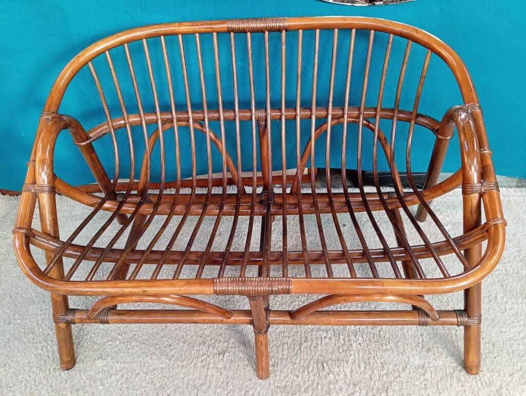 80s rattan bench