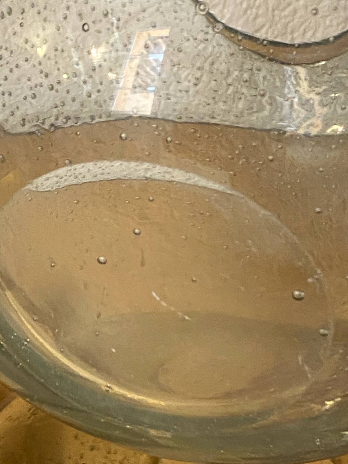 Blown and bubbled glass ball vase