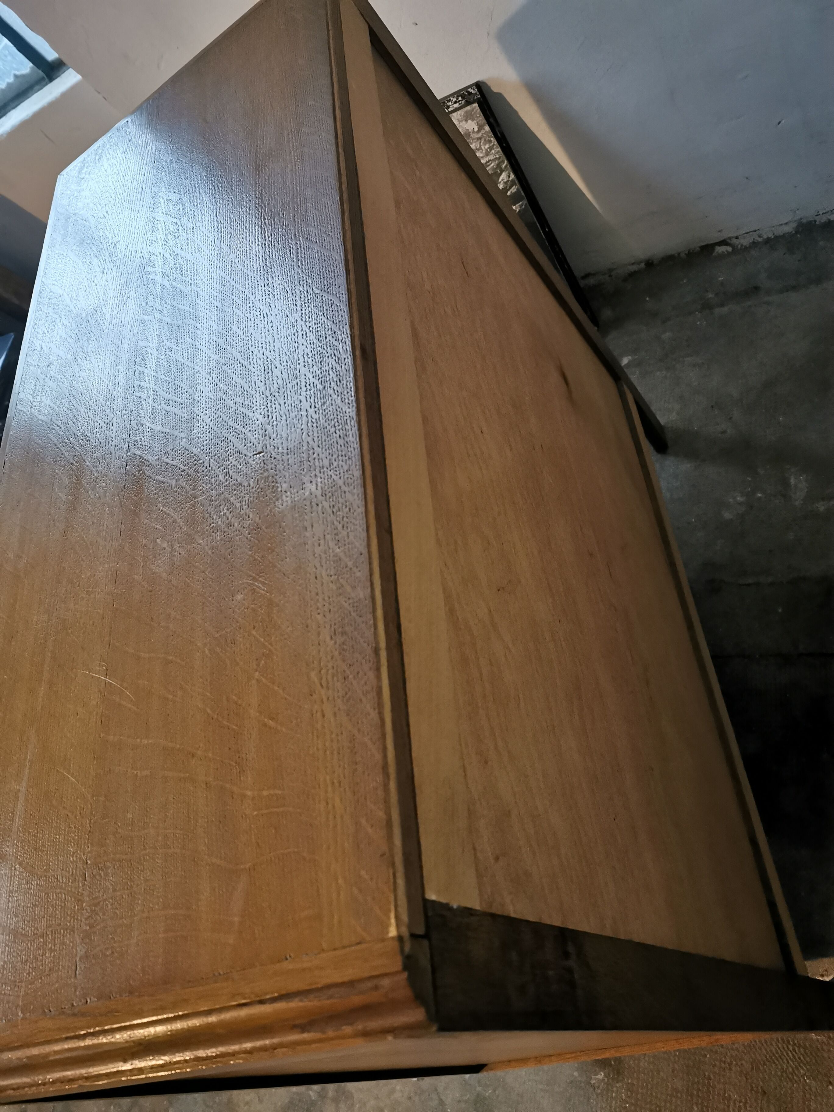 Vintage chest of drawers, compass legs, light wood