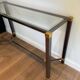 Glass Top Console in Lacquered Aluminium and Gold Metal, Pierre Vandel,