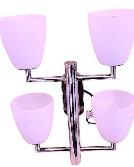 Fontana Arte, Set of 3 4-Light Wall Lamps, White Murano Glass, Italy