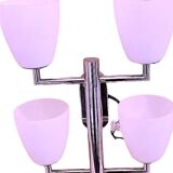 Fontana Arte, Set of 3 4-Light Wall Lamps, White Murano Glass, Italy