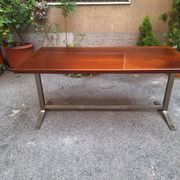 Vintage Desk Table in Wood and Chromed Metal by Gianno Moscatelli for Formanova, 1960s