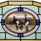 Art Deco Stained Glass Panel Depicting Early Football Scene, Belgium ca. 19