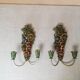 Paire d'appliques en bois sculpté polychrome