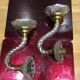 Pair of glass and gold metal sconces in the 1950s