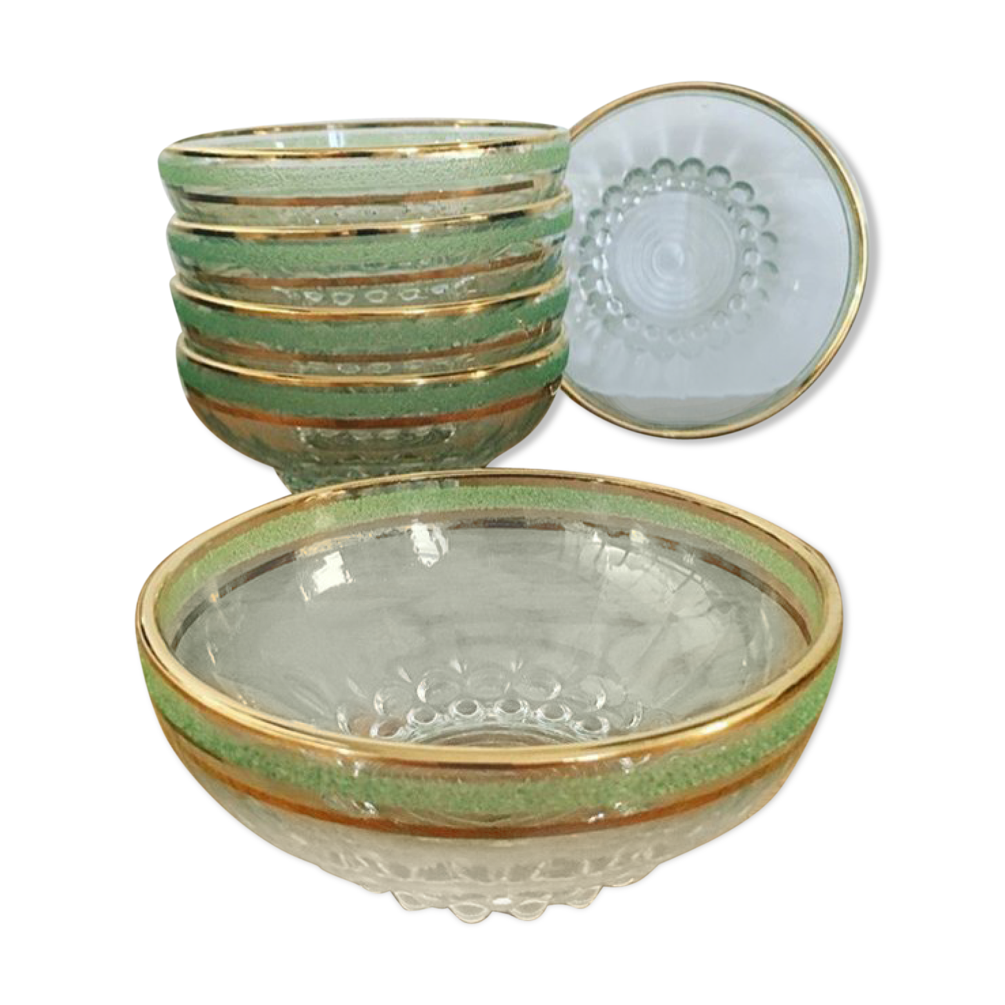 6 Gold-edged glass cups