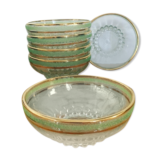 Set de 6 Coupelles en verre liserés Or