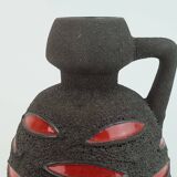 Fat lava vase schlossberg cer. 1970s brown with glossy red pattern no.64-25