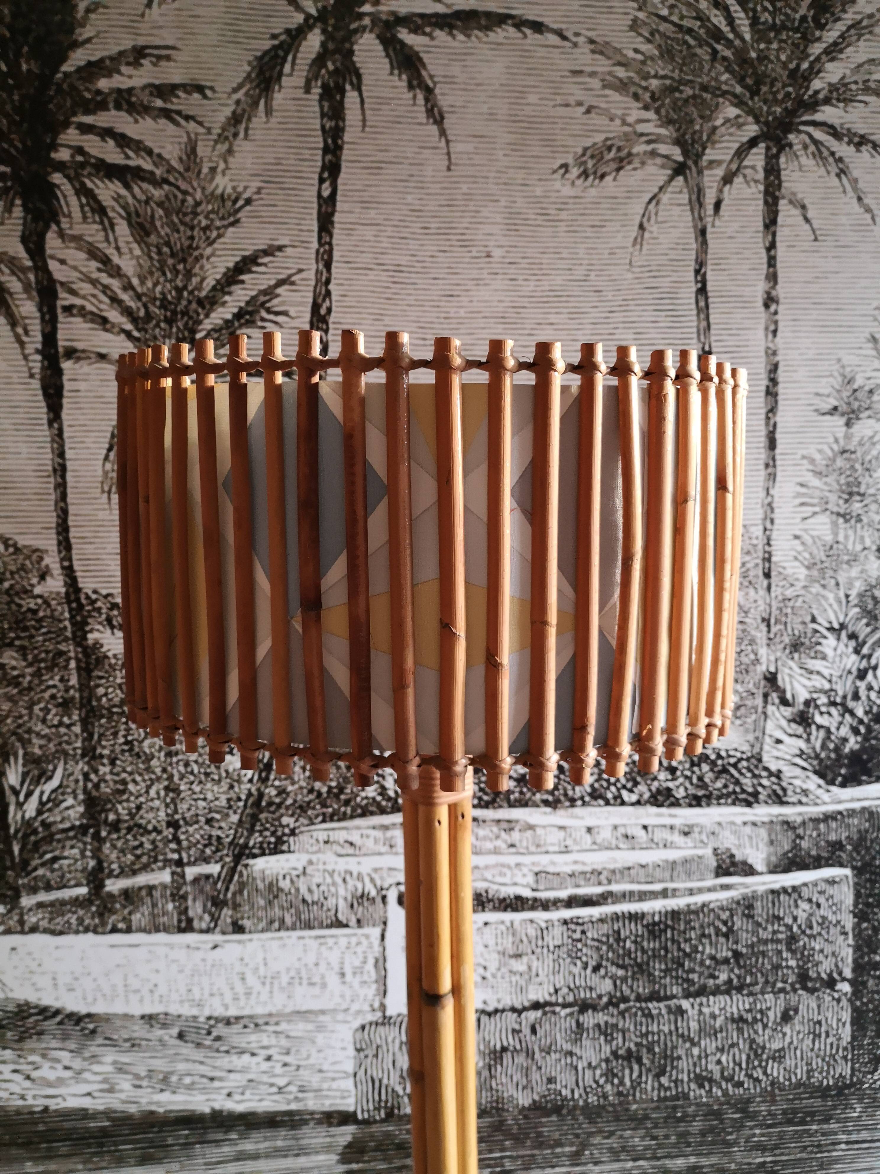 Vintage rattan lamp lamp in 60s