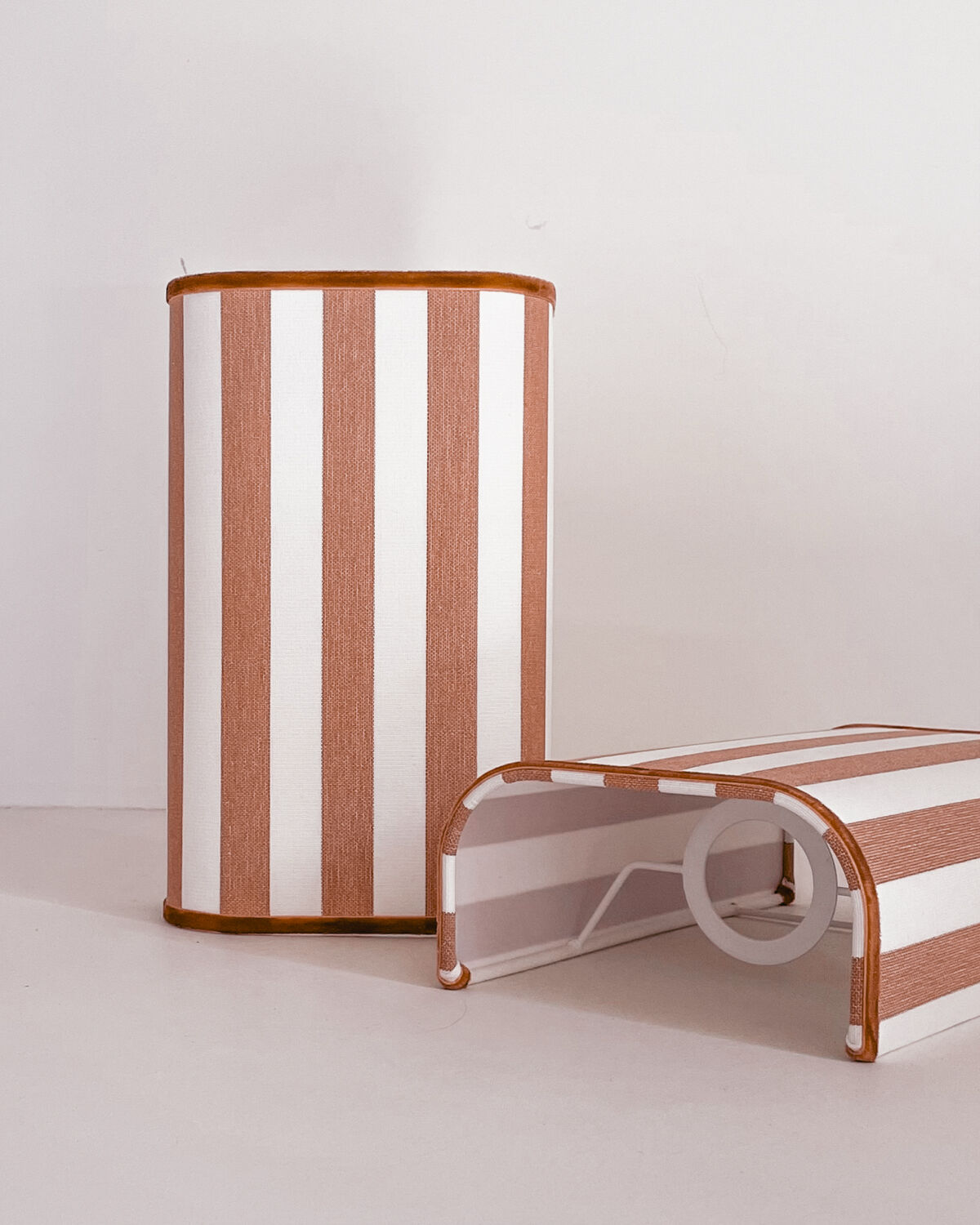 Pair of striped fabric wall sconces
