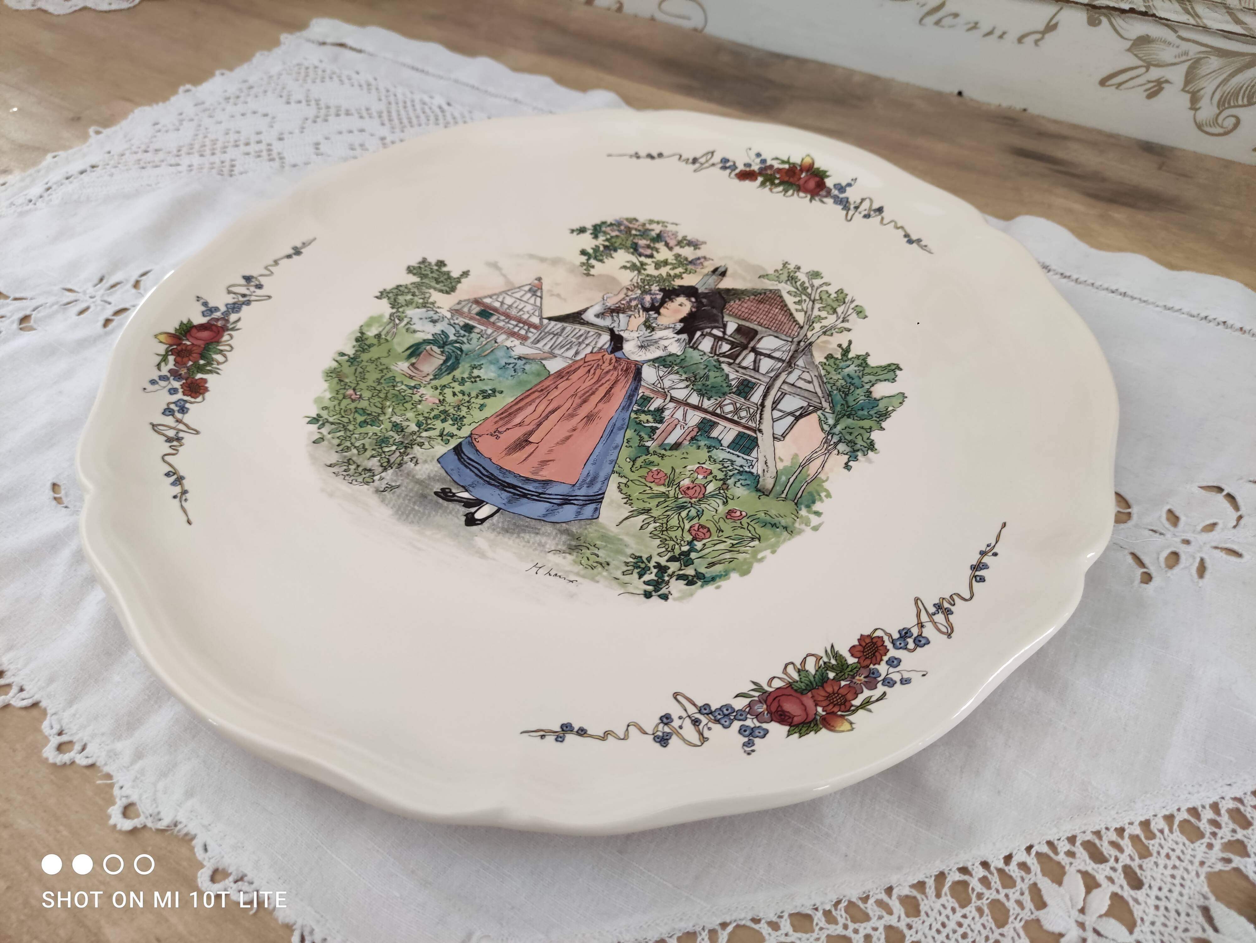 Plat à tarte ou à gâteau Sarreguemines Obernai