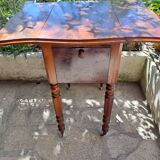 Foldable side table for washing or applying makeup in varnished solid wood 1920