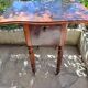 Foldable side table for washing or applying makeup in varnished solid wood 1920