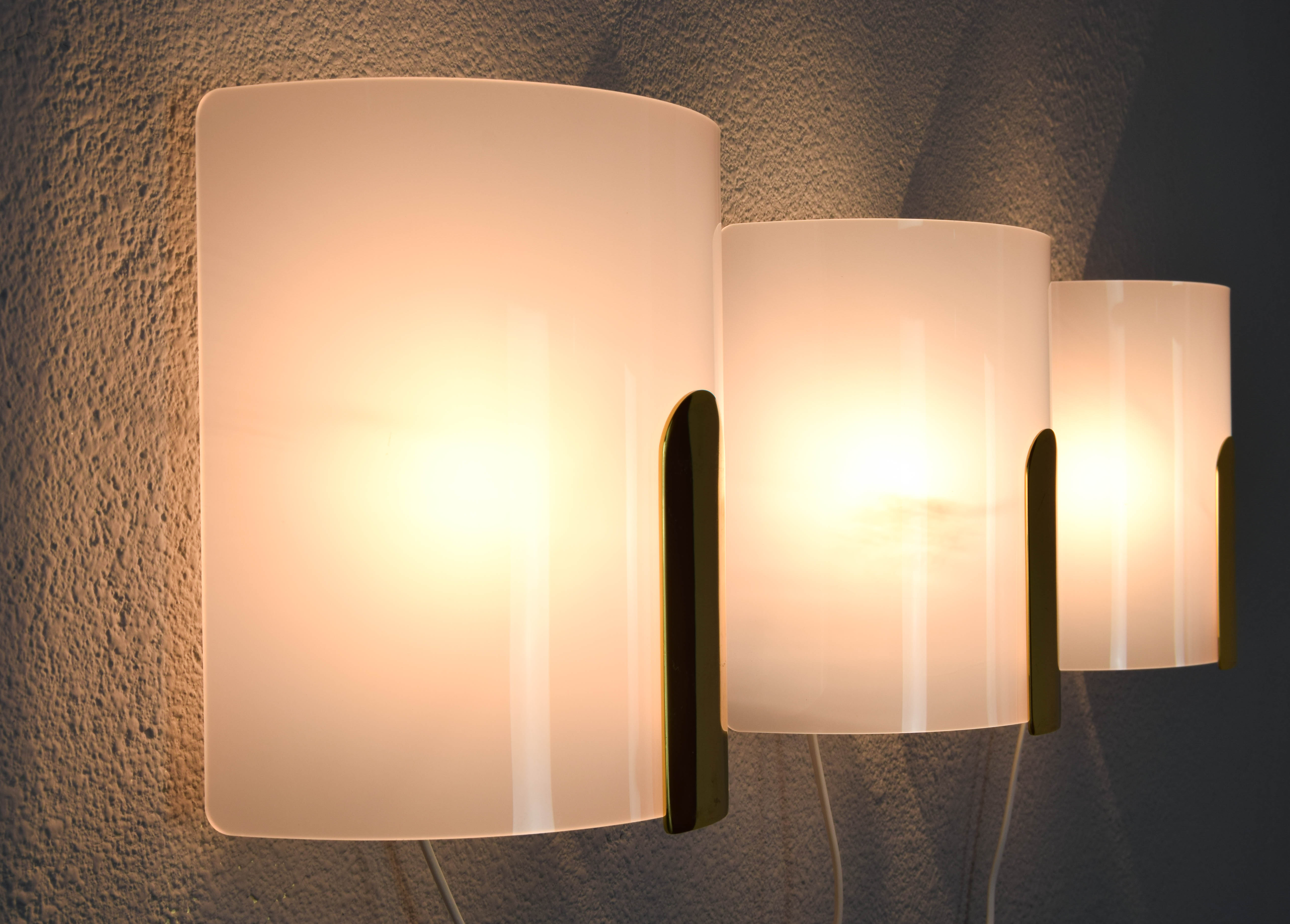 Mid-Century Modern Lucite and Brass Sconces by Metalarte, Spain, 1980