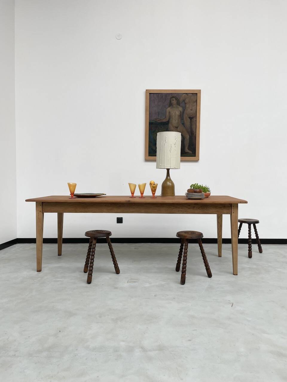 Pine and oak farmhouse table 220 cm