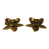 Two brass “flower” candlesticks