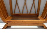 Art Deco Cherrywood Console Table with a Rectangular Glass Top, Italy