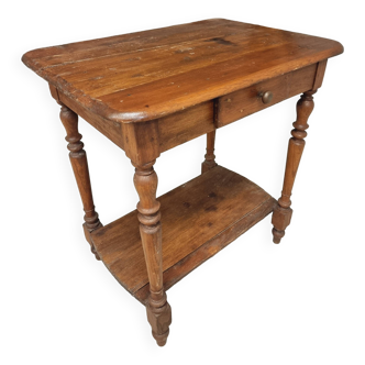 Table d'appoint antique en brocante avec tiroir 70 x 73 cm