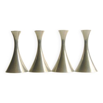 Set of 4 Art Deco candle holders by Just Andersen from the 1940s - fine elegant minimalist design.