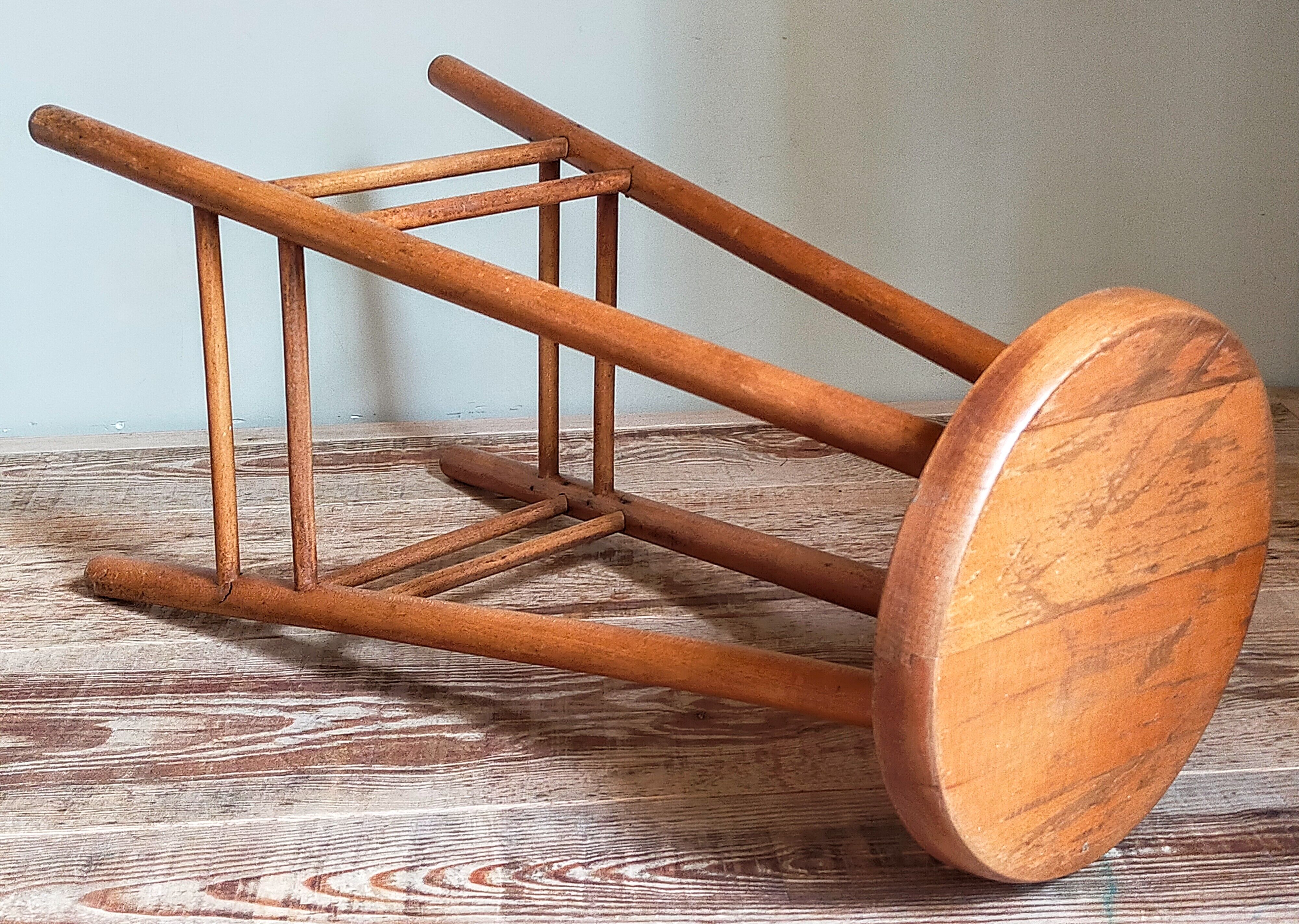 Vintage solid blond wood bar stool