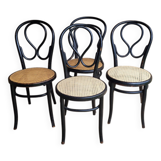 Chaises Art Nouveau en bois courbé, noirci