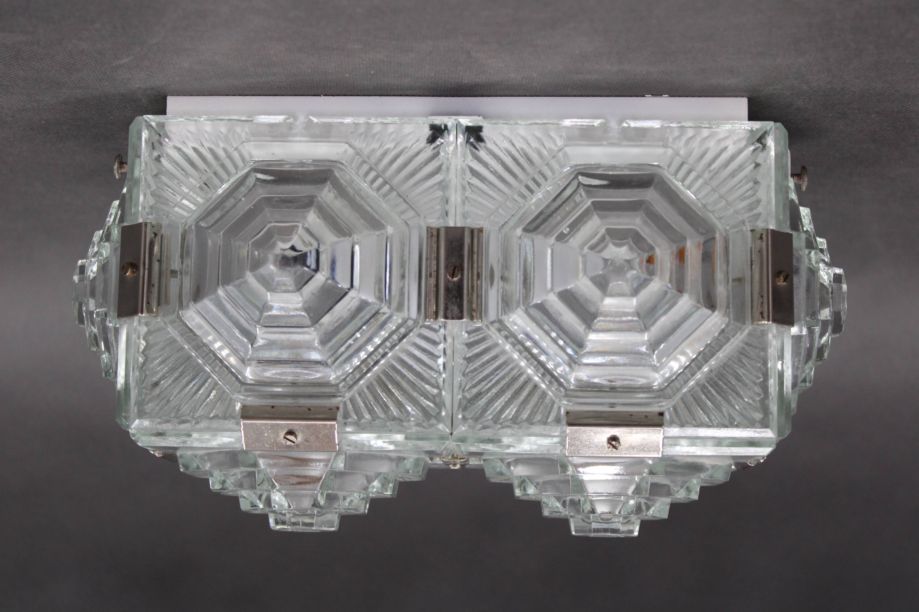 1970s Brutalist Wall Glass Light by Kamenicky Senov, Czechoslovakia