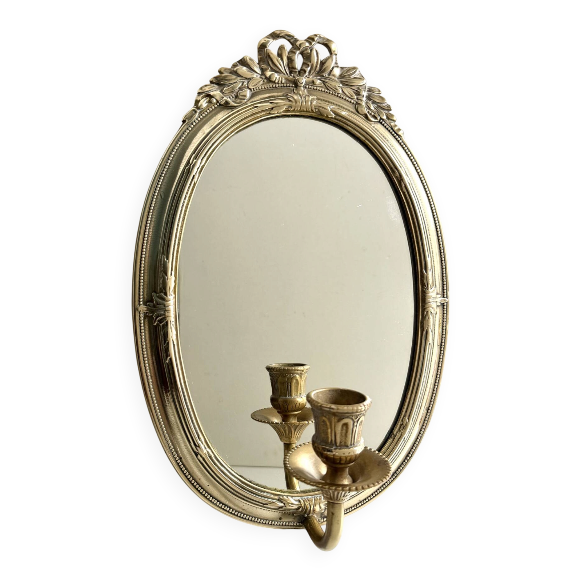 Grand porte-bougie mural vintage en miroir